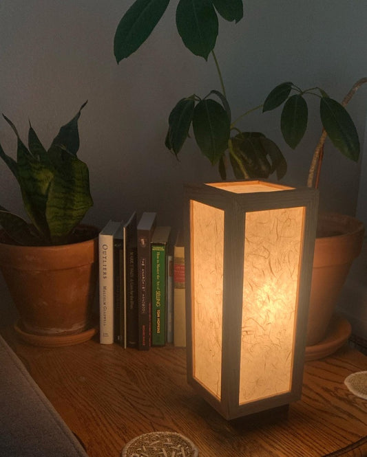 Handcrafted Oak and Korean Mulberry Paper Lamp
